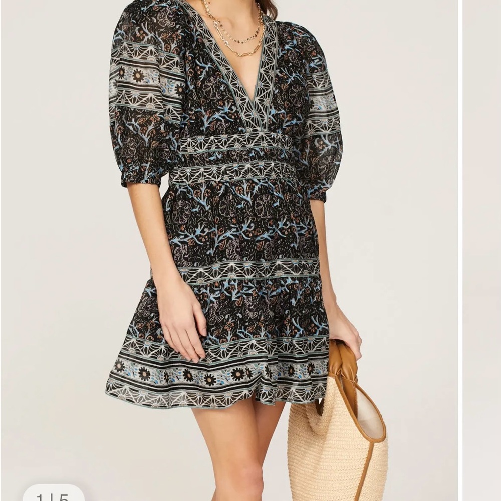 Sea New York Black and Blue Mini Dress